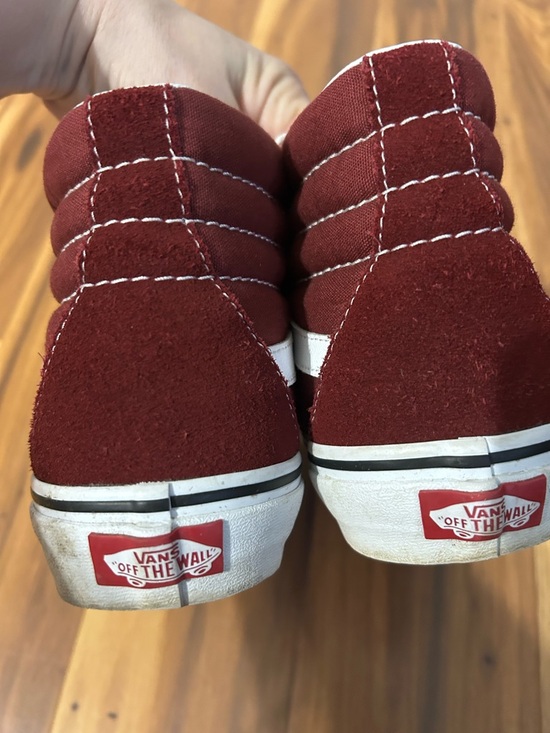 Vans Maroon & White Sk8-Hi Canvas Sneakers - Picture 2 of 7